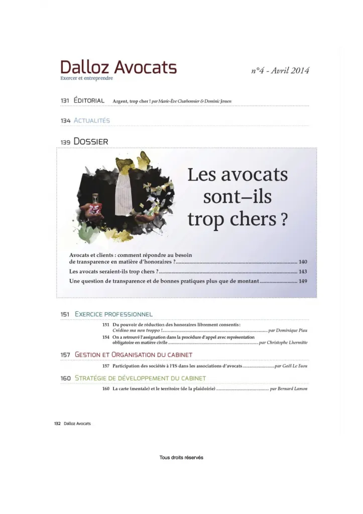 Dalloz Avocats - Exercer et entreprendre - 2014 04